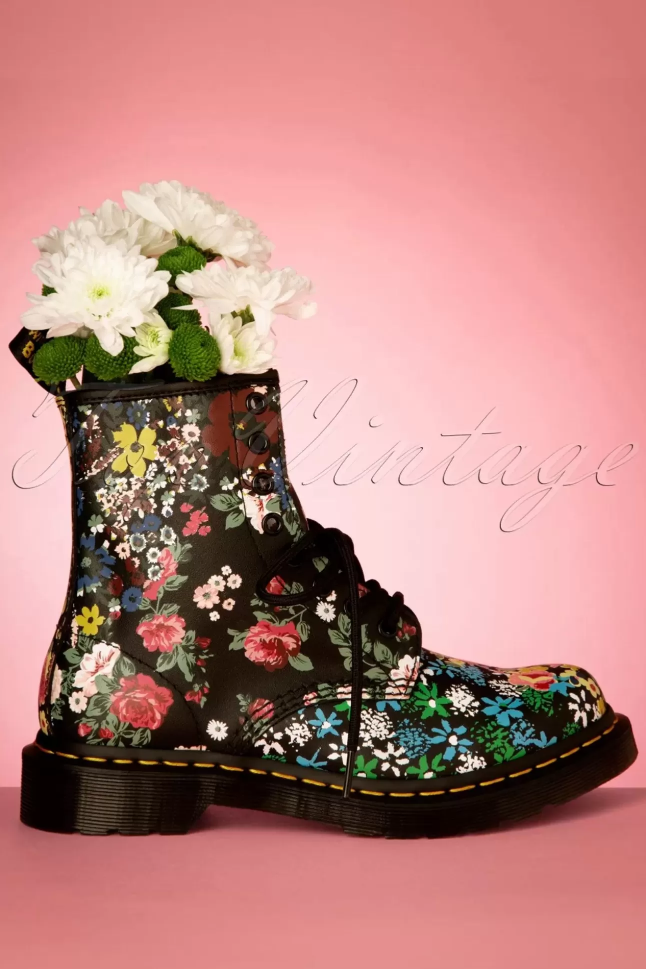 Booties & Laarzen | Dr. Martens 1460 Pascal Floral Mash Up Backhand Laarzen In Zwart