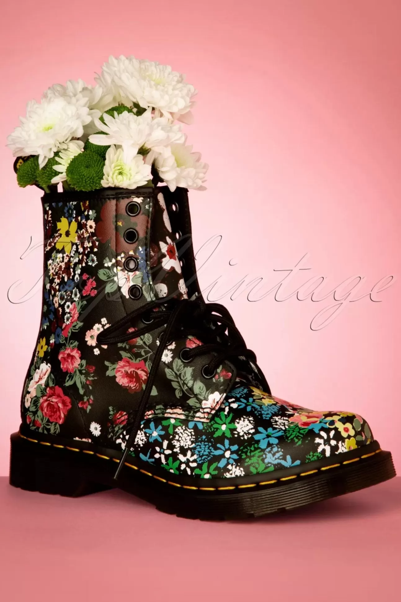 Booties & Laarzen | Dr. Martens 1460 Pascal Floral Mash Up Backhand Laarzen In Zwart