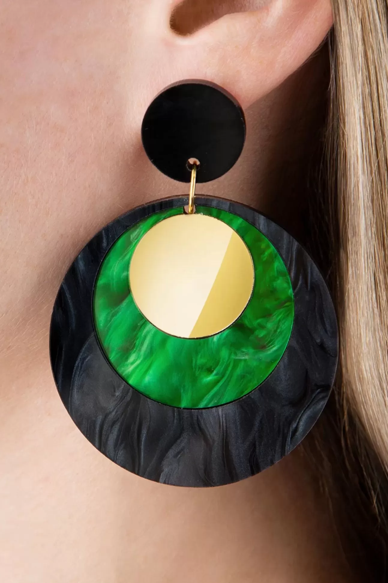 Sieraden | Glitz-o-Matic Art Deco Disk Oorbellen In Groen