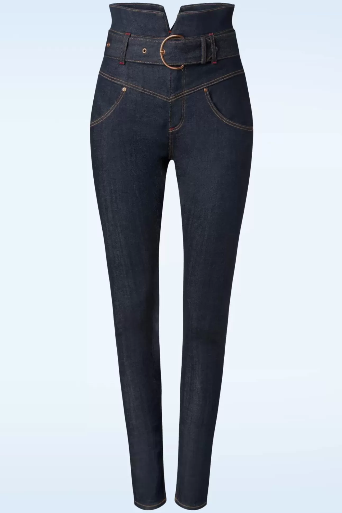 Broeken | Rock-a-Booty Babe Skinny Jeans Met Hoge Taille In Donkerblauw