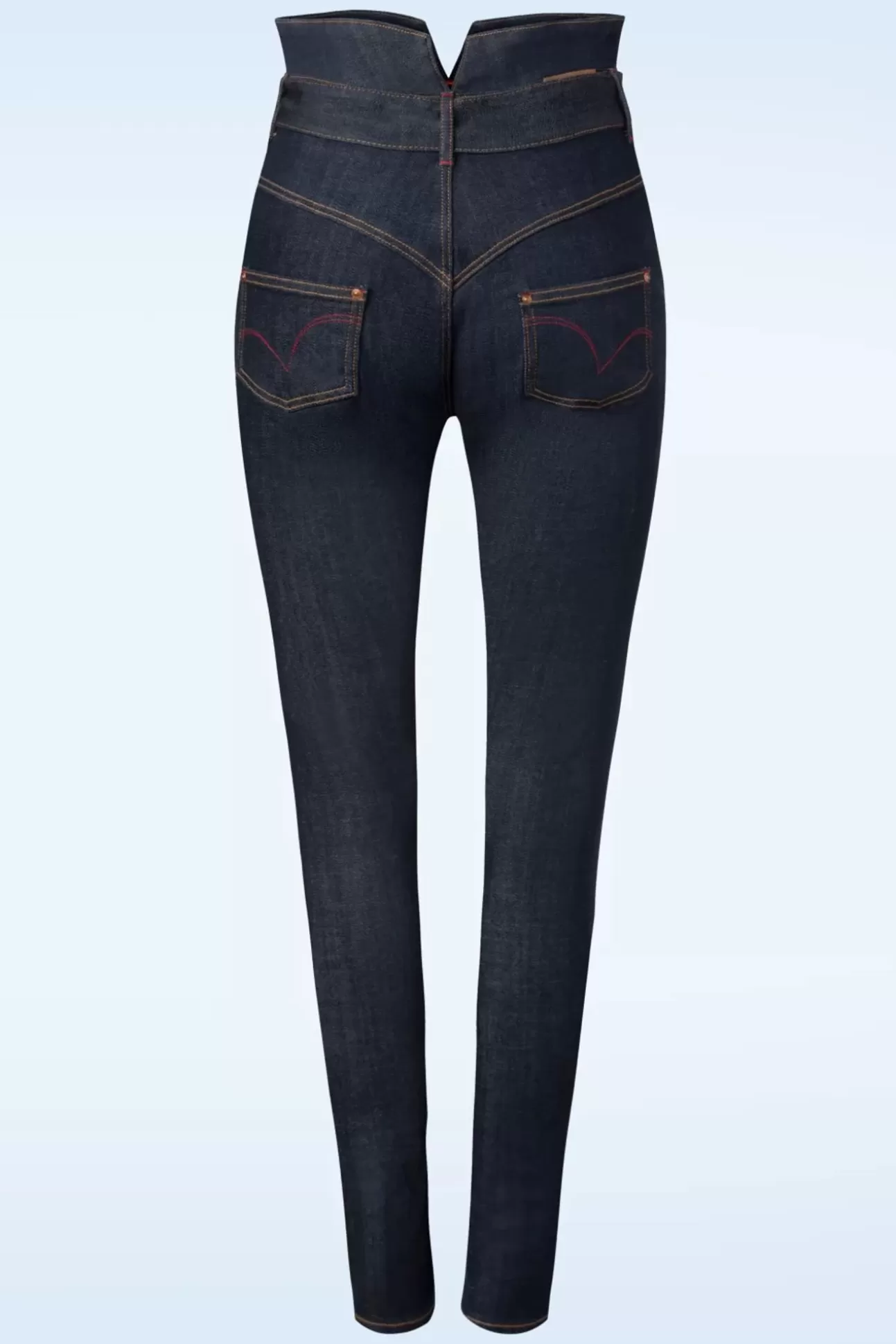 Broeken | Rock-a-Booty Babe Skinny Jeans Met Hoge Taille In Donkerblauw