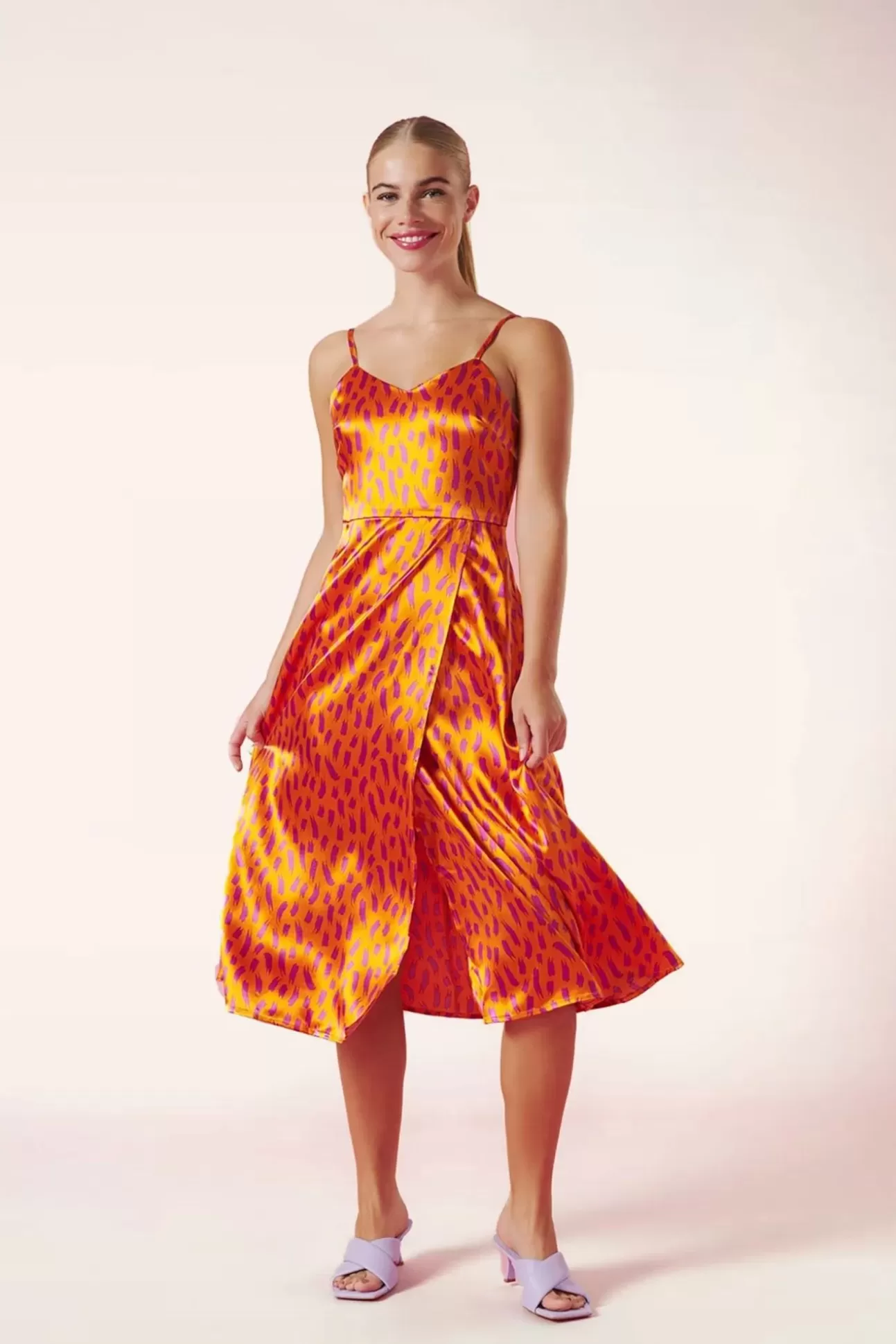 Plus Size Jurken | Minueto Bella Midi Jurk In Oranje