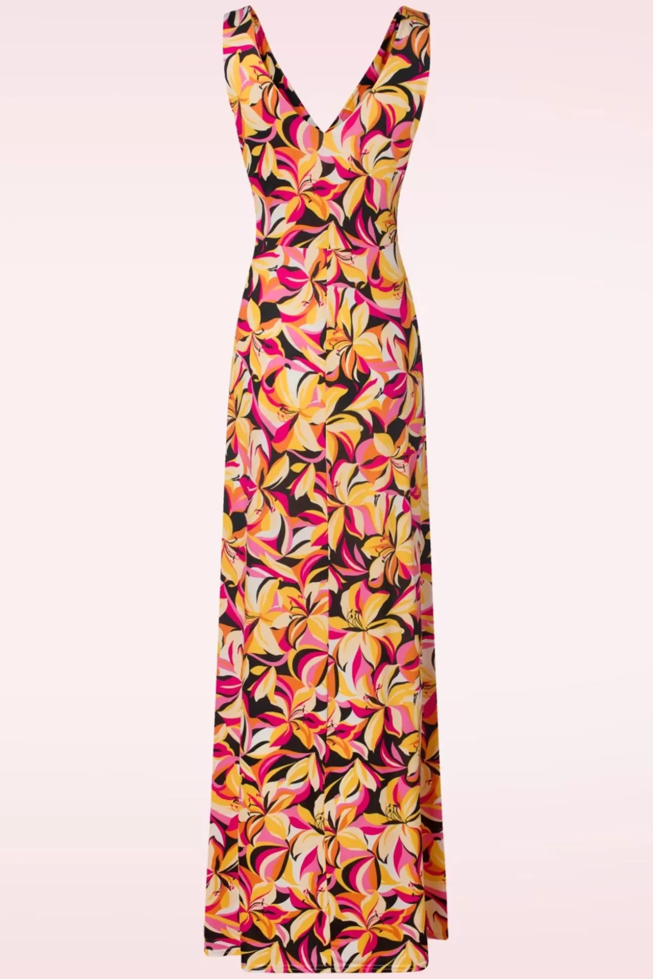Plus Size Jurken | Vintage Chic for Topvintage Deveny Abstract Floral Maxi Jurk In Roze En Geel