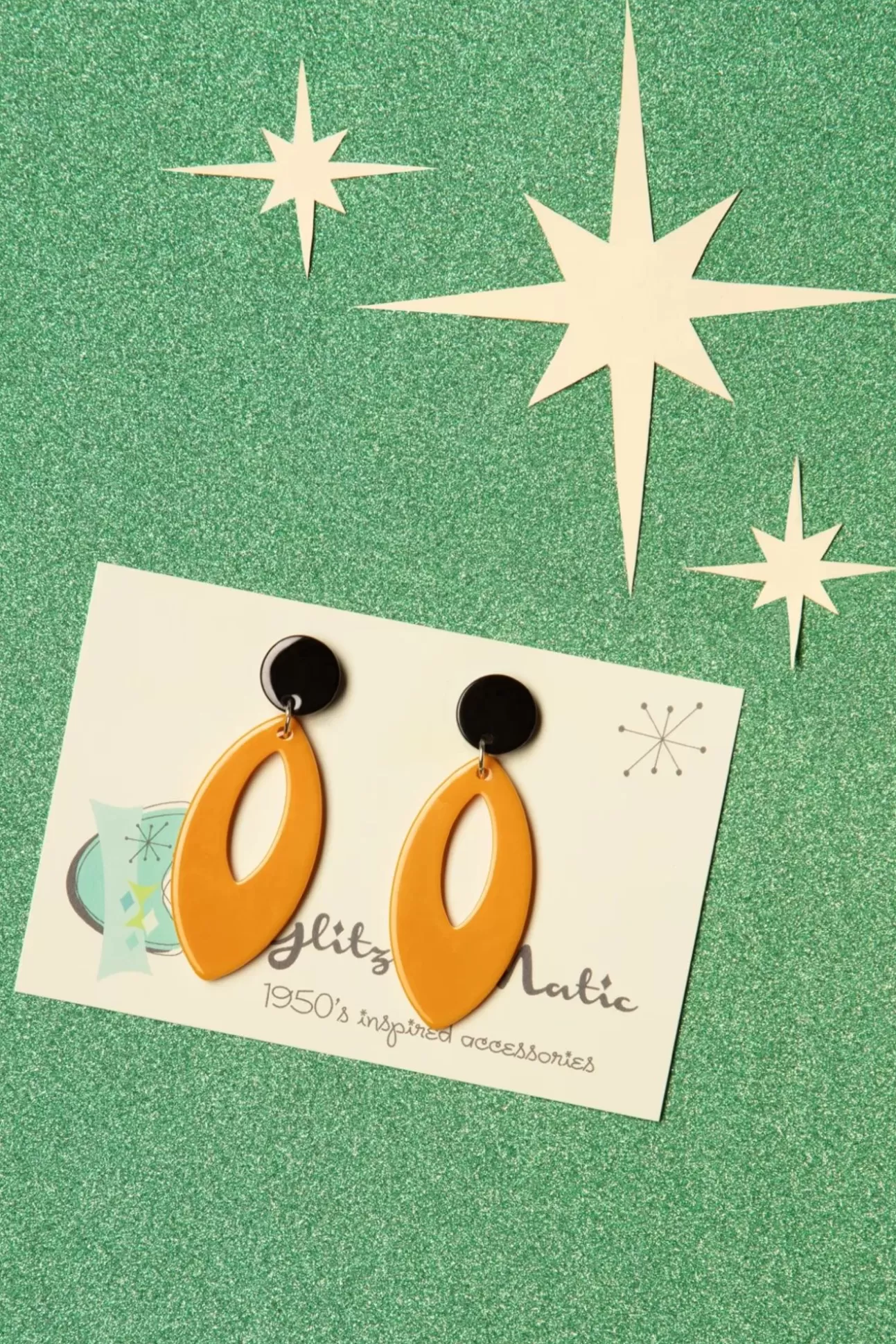 Sieraden | Glitz-o-Matic Ellips Hanger Oorbellen In Mosterd