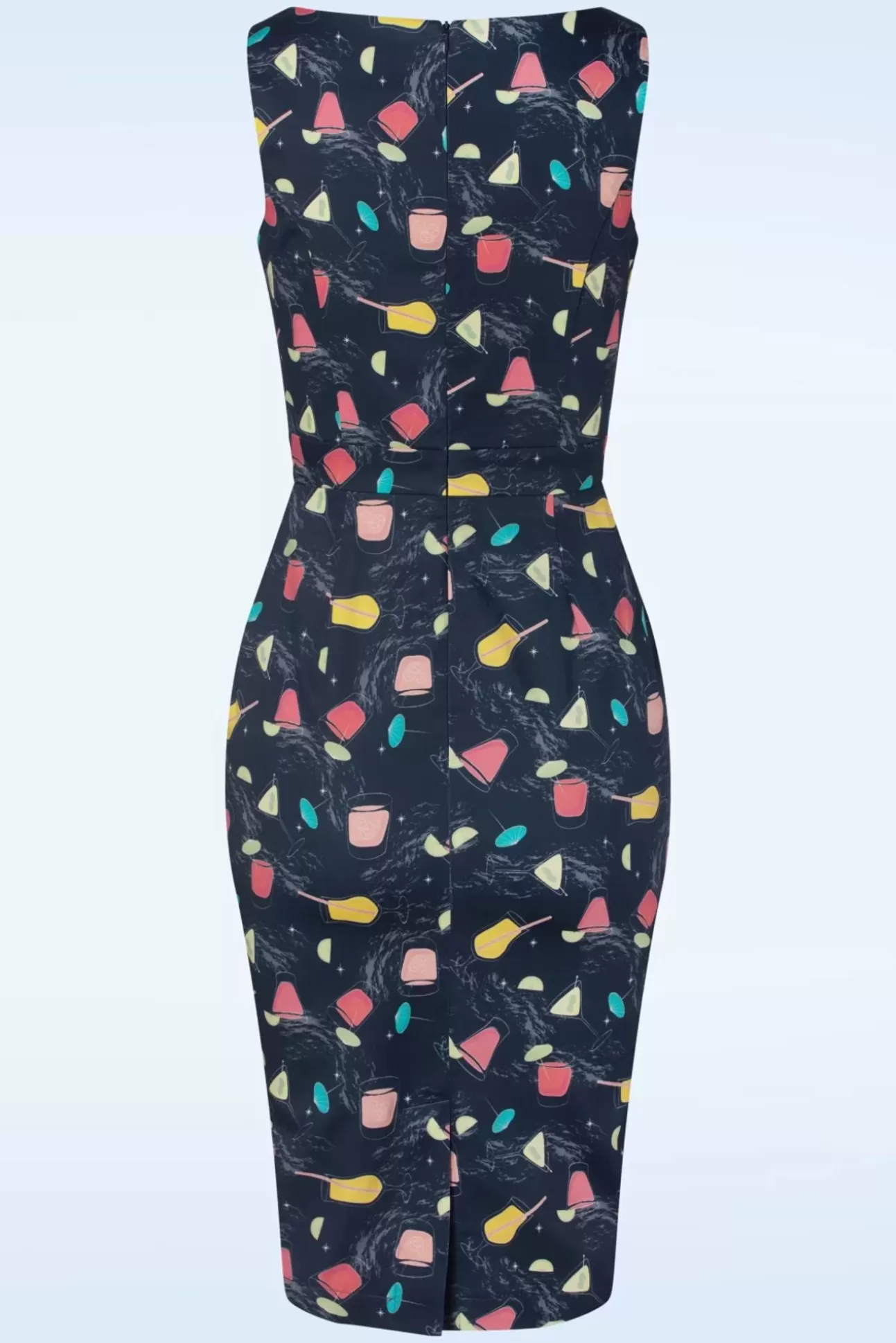 Plus Size Jurken | Topvintage Boutique Collection Exclusief Bij Topvintage ~ Adriana Cocktails Mouwloze Penciljurk In Donkerblauw