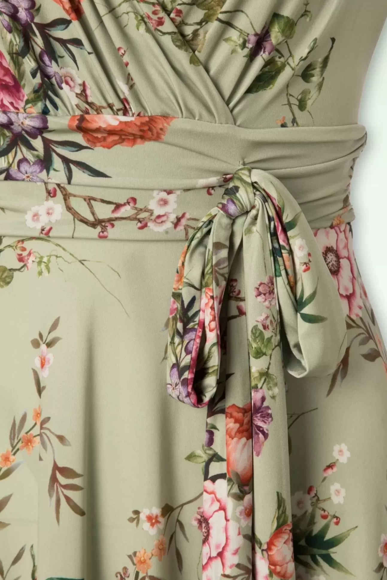 Plus Size Jurken | Vintage Chic for Topvintage Jane Bloemen Midi-Jurk In Vintage Groen