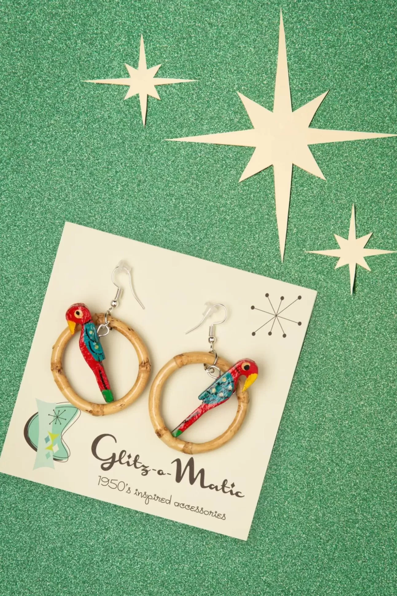 Sieraden | Glitz-o-Matic Papegaai Bamboe Oorringen In Rood