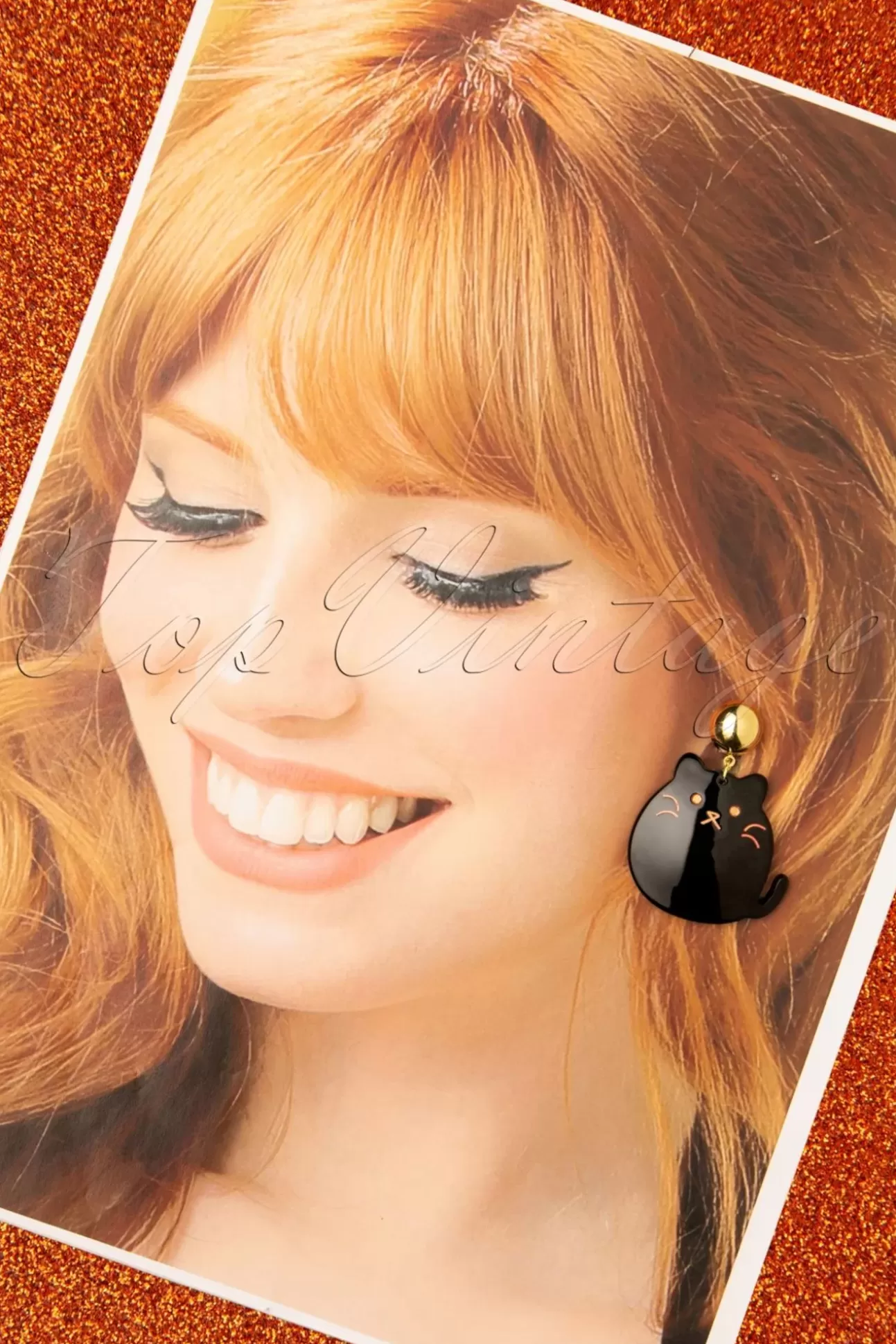 Sieraden | Glitz-o-Matic Schattige Kitty Oorbellen In Zwart En Goud