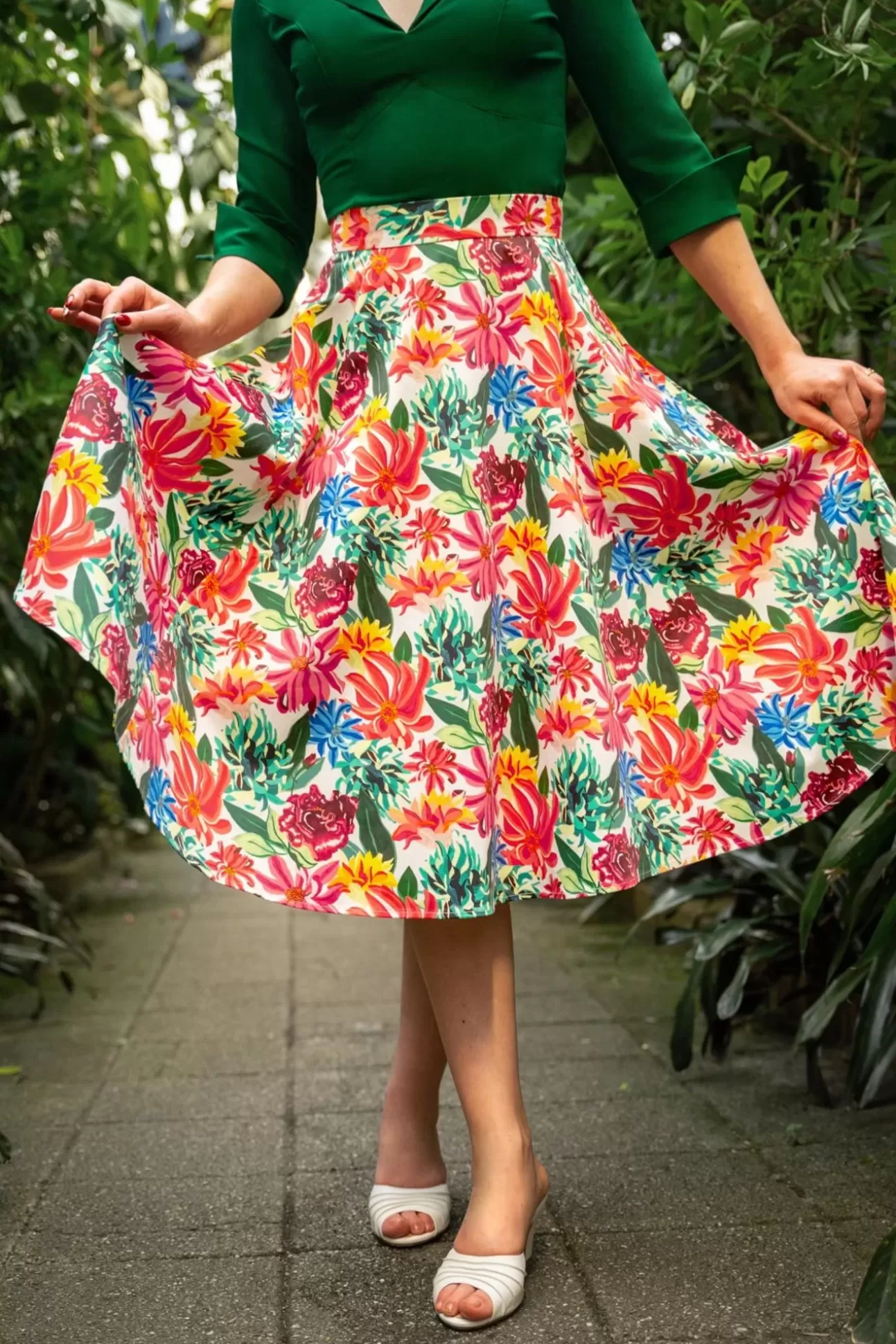 Rokken | Topvintage Boutique Collection Topvintage Exclusief ~ Adriana Flower Swing Rok In Multi