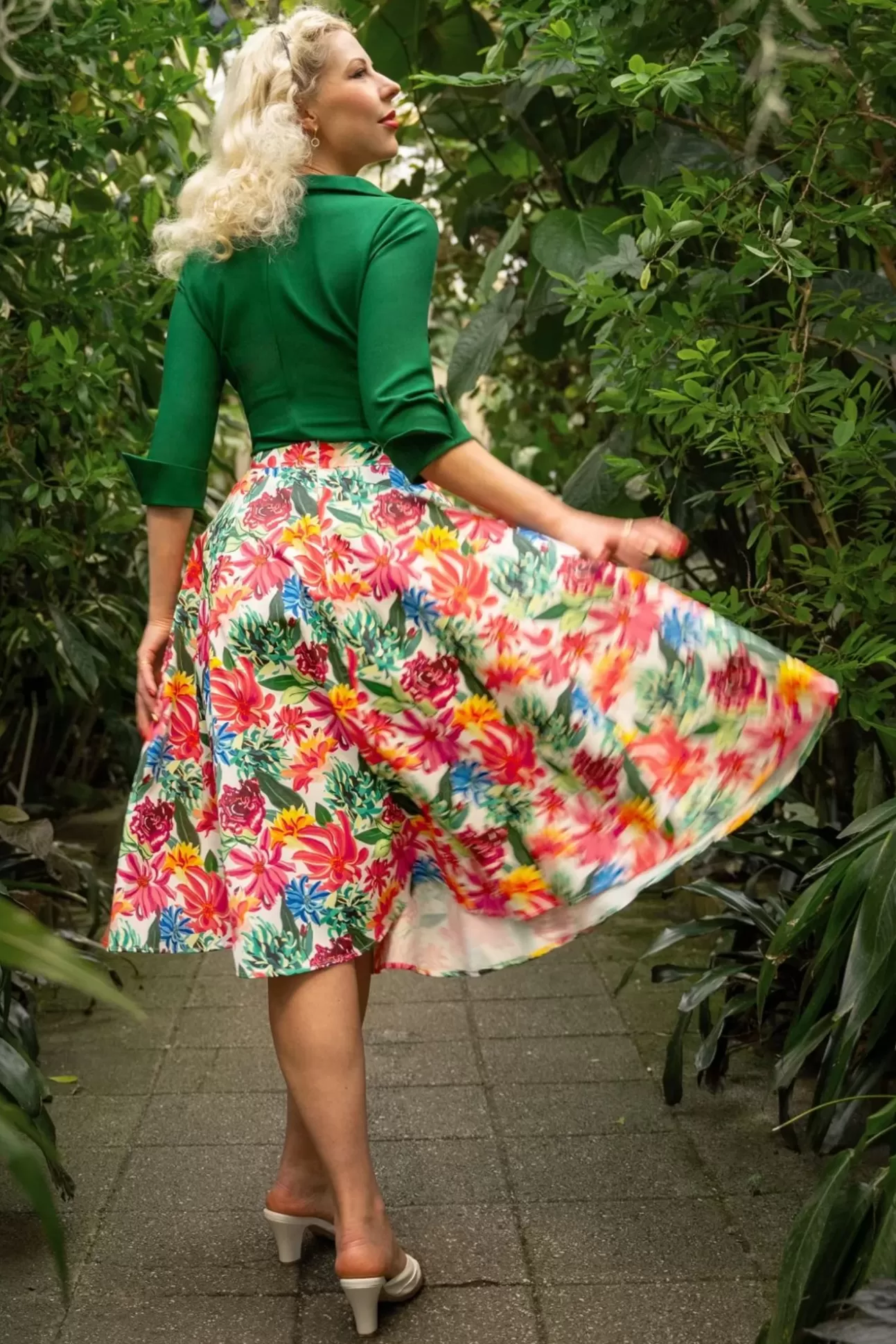 Rokken | Topvintage Boutique Collection Topvintage Exclusief ~ Adriana Flower Swing Rok In Multi