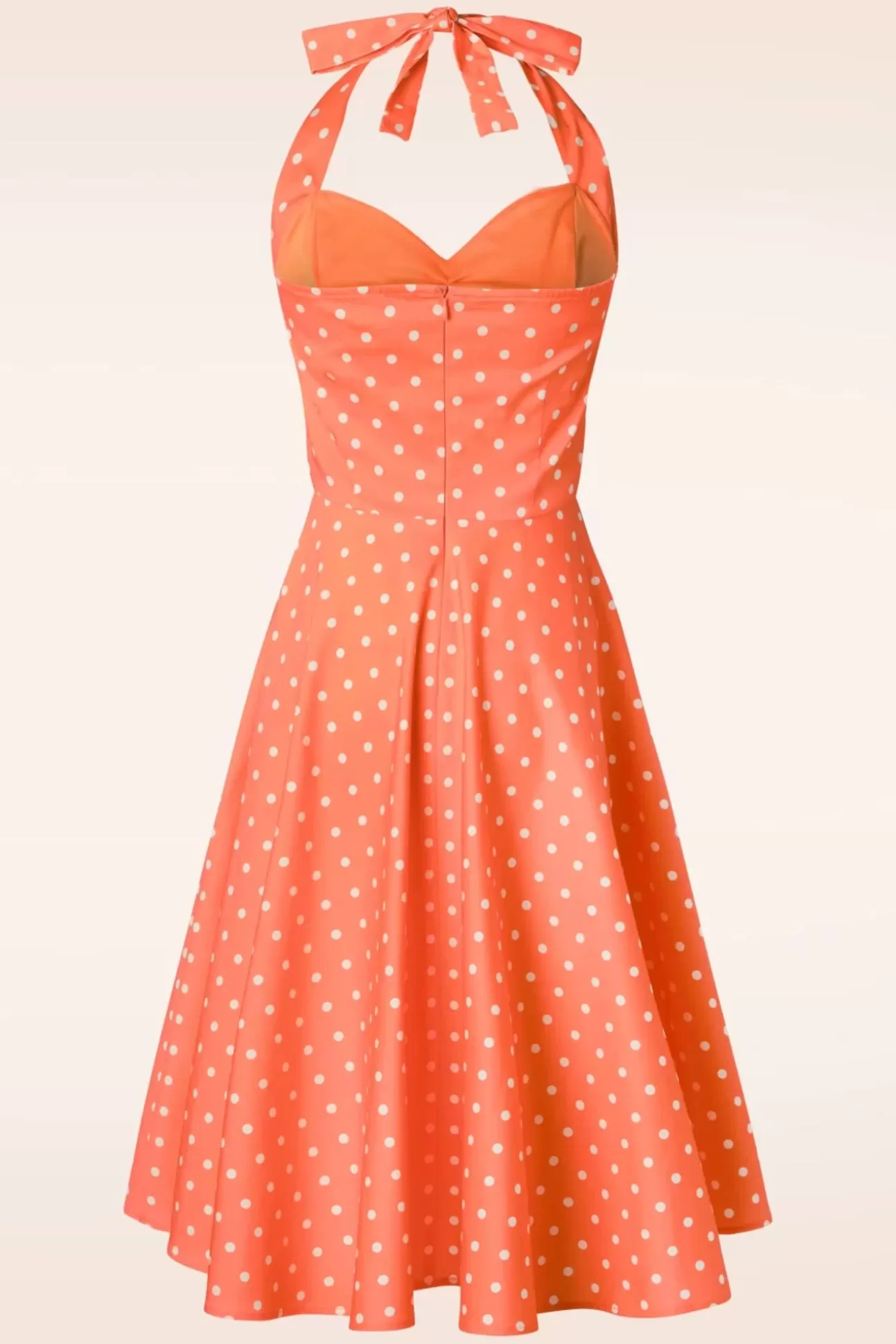 Plus Size Jurken | Topvintage Boutique Collection Topvintage Exclusive ~ Bettie Polka Dot Swing Jurk In Oranje