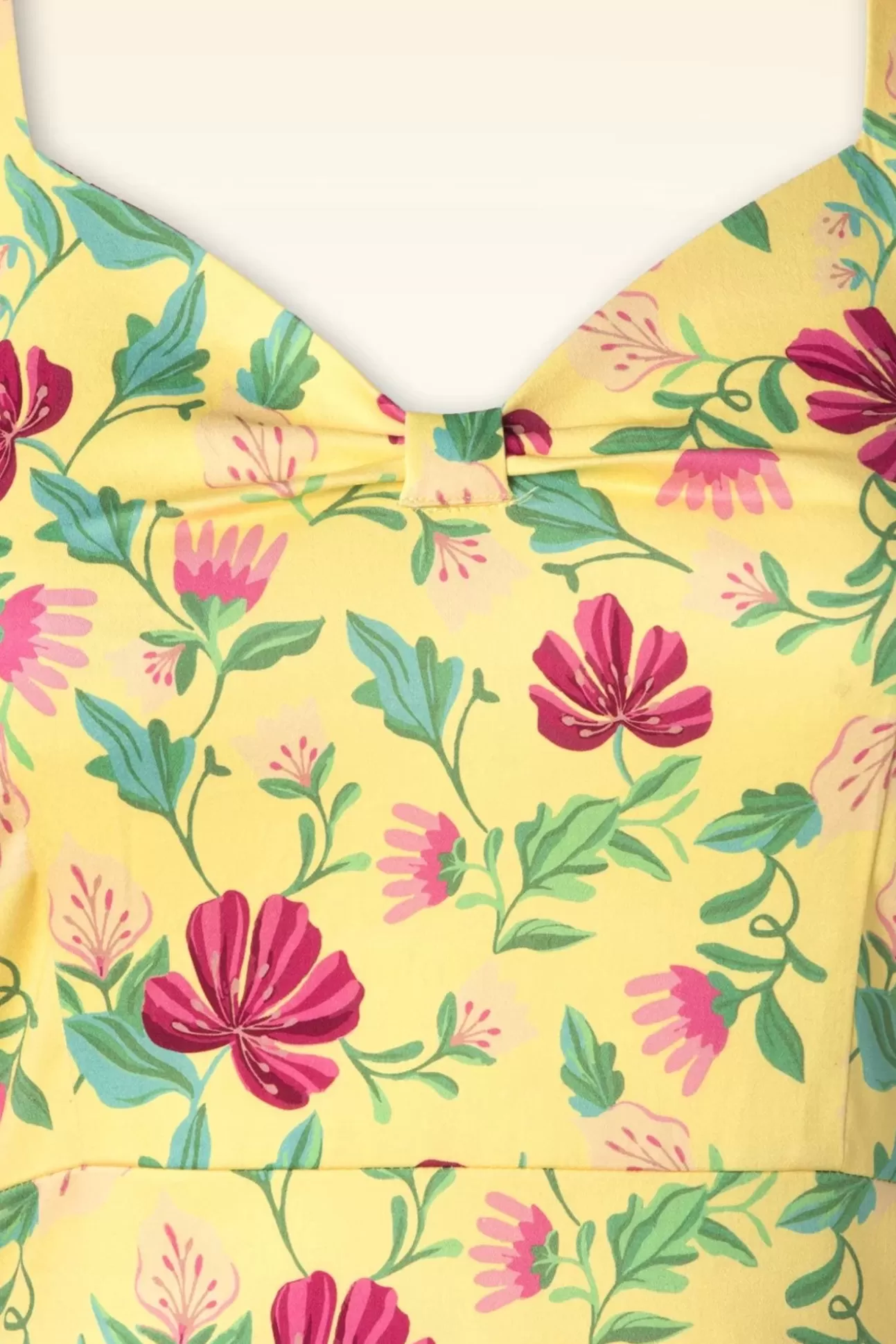 Plus Size Jurken | Topvintage Boutique Collection Topvintage Exclusive ~ Eliane Floral Swing Jurk In Lichtgeel