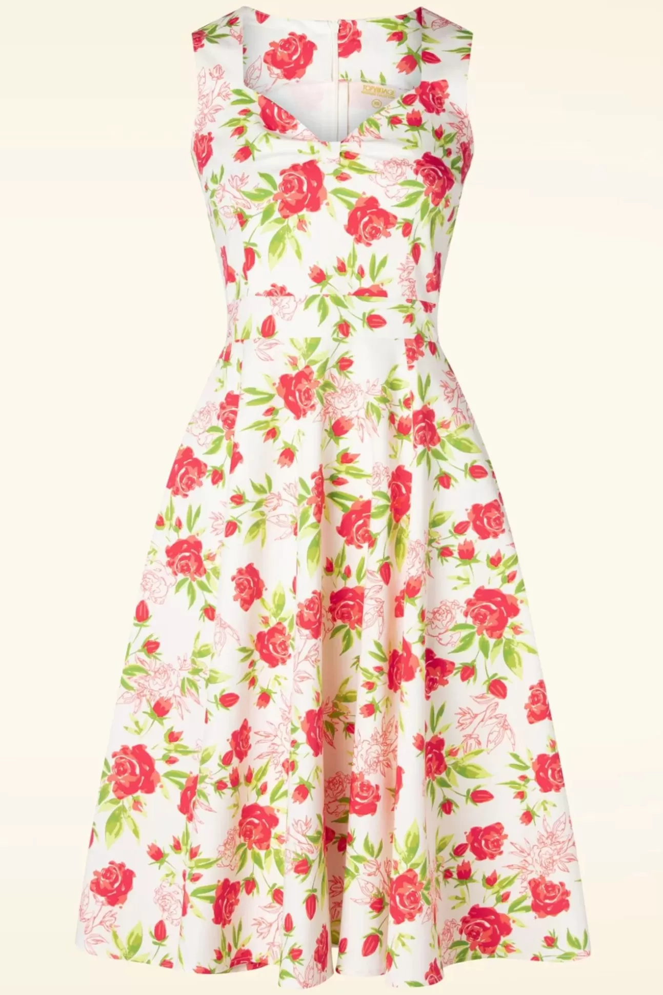 Plus Size Jurken | Topvintage Boutique Collection Topvintage Exclusive ~ Eliane Rose Swing Jurk In Wit
