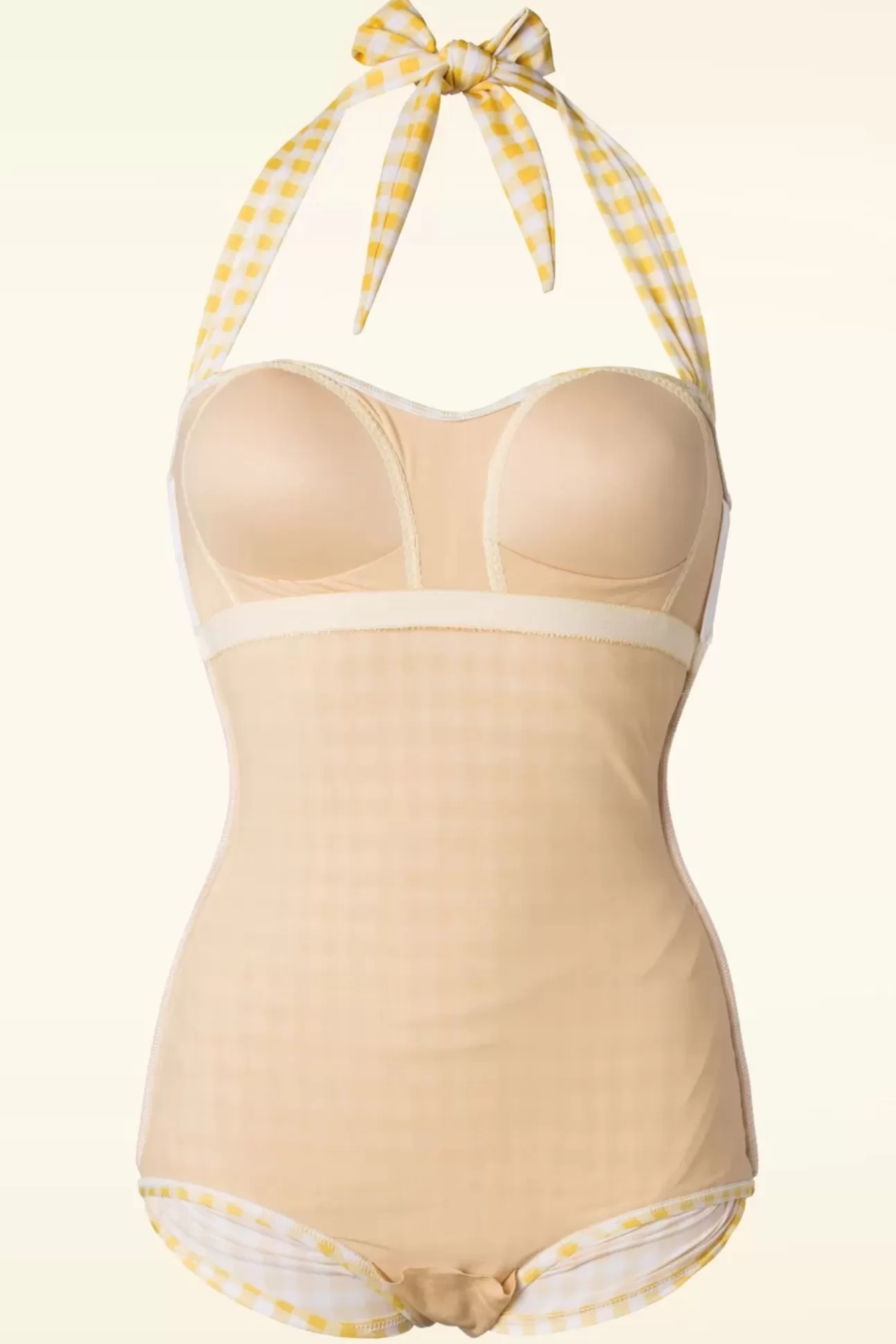 Badpakken | Esther Williams Zomer Gingham Badpak Uit Een Stuk In Geel En Wit